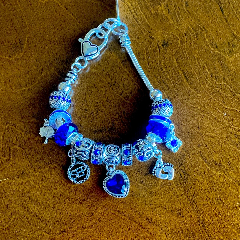 Blue heart charm bracelet
